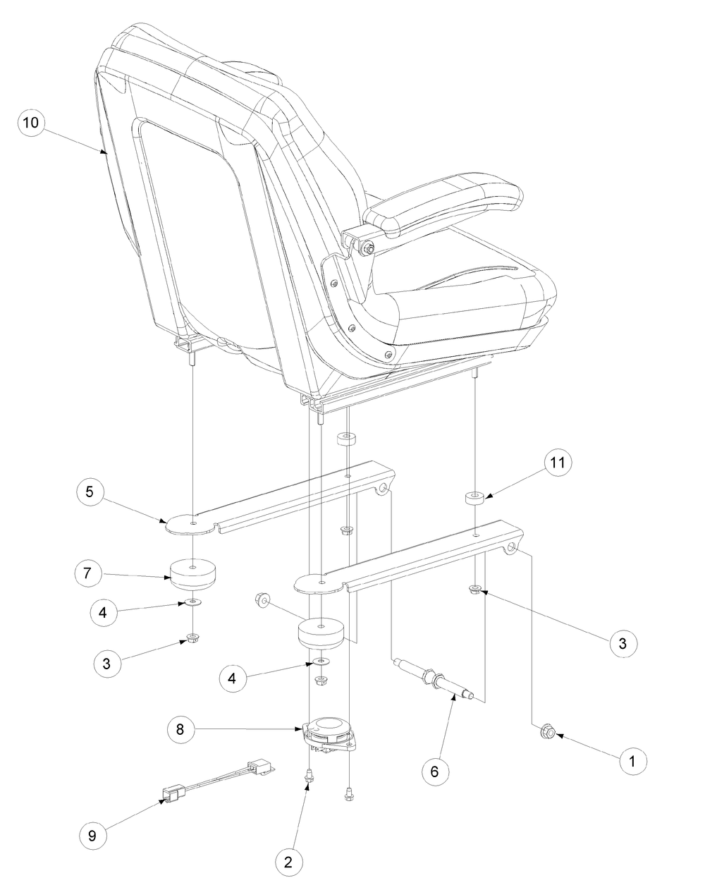 Seat Assembly Diagram and Parts List for M48-KW 53AB5DBV750-23-HP-OHV Cub Cadet Lawn Tractor